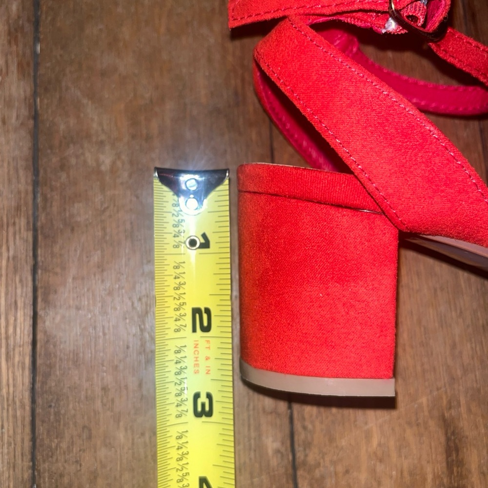 Dream Pairs Ankle Strap Sandals Open Toe Heels Shoes Orange Faux Suede Sz 6.5 - Picture 6 of 8